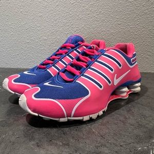Hot pink and purple Nike Shox